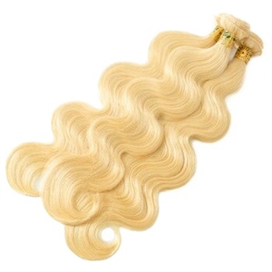 613 Blonde Remy cheveux faisceaux doux vague indienne sans enchevêtrement 28-36 pouces longueur perruques et extensions wefted avec HD dentelle - Product Image 1