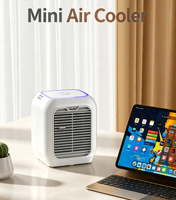 Ventilateur de climatisation personnel mini humidificateur, portable et tendance, avec réservoir d'eau intégré et lumière d'ambiance colorée