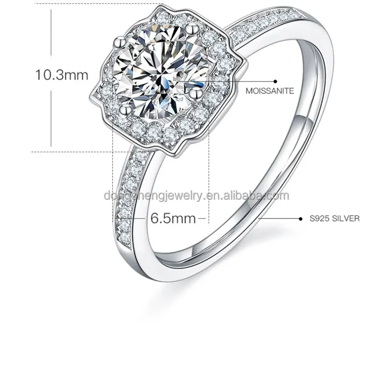 Custom Made By Diamond Test Pen Luxury Fashion 925 Silver 14K Gold Ice out Moissanite Diamond Engagement Ring For Women