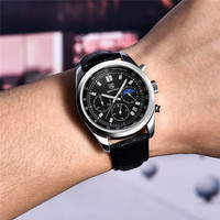 Montre-bracelet Benyar 5193 Chronographe à quartz avec calendrier et date, montre originale pour homme, étanche, montres de marque pour hommes