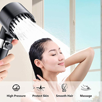 Pommeau de Douche Mural ABS Chromé Haute Pression Simple, 3 Modes de Jet Réglables, Brosse de Massage, Filtre, Robinet de Douche pour Salle de Bain