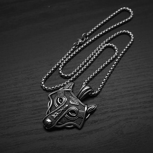 Collana da Uomo con Ciondolo <span class=keywords><strong>Lupo</strong></span> Ispirato alla Mitologia Nordica, Stile Hip Hop Vintage, Personalizzabile, in Acciaio Inossidabile Anti-Appannamento, Gioielli di Moda Raffinati - Product Image 3