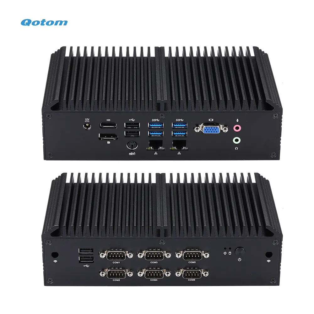 Mini PC industriel sans ventilateur avec processeur Intel Celeron Core i3 i5 i7 de 8e/10e génération double LAN 6x COM 3 ports d'affichage