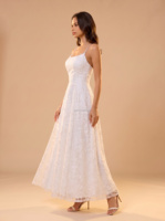 Gaun Pengantin untuk Pengantin Wanita Model Ball Gown Panjang Menyentuh Lantai Berbahan Lace Tanpa Punggung Gaun Pengantin Kustom Satin Warna Ivory untuk Upacara di Gereja