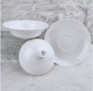 Service de table complet en porcelaine blanche haut de gamme pour hôtel, restaurant, banquet, avec impression personnalisée du logo - Product Image 4