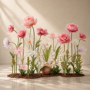 Set <span class=keywords><strong>di</strong></span> Rose in <span class=keywords><strong>carta</strong></span> su misura <span class=keywords><strong>papavero</strong></span> in Organza <span class=keywords><strong>di</strong></span> seta gigante per decorazioni nuziali Display floreale per interni - Product Image 5