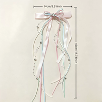 Nouvelles pinces à cheveux populaires avec longs nœuds à pampilles, ruban français et perles, style ballet, pour mèches latérales, accessoires pour franges de filles mignonnes
