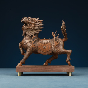 Copper Qilin Figurine 2Pcs Feng Shui <b>Desk</b> Decor Office Home Decoration Gift - Product Image 3