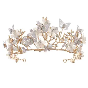 Shenglan – robe de mariée, accessoires de cheveux, fée beauté, fait à la main, papillon, couronne florale, fête d'anniversaire, couronne diadème pour mariage