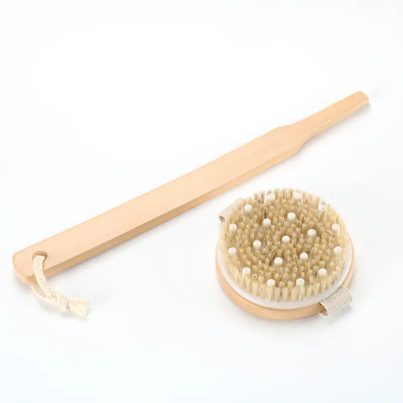 Abs-brosse à corps en bois naturel à longue manche, Logo personnalisé, pour le Massage, le bain, la douche, le Spa, pour le bain