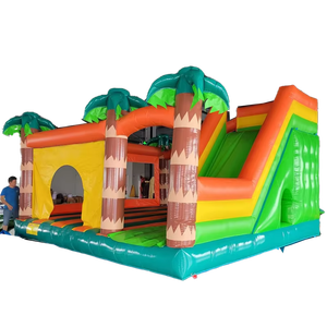 Château gonflable à thème palmiers Tiki Island avec toboggan, château de saut pour enfants pour <span class=keywords><strong>location</strong></span> événementielle - Product Image 1