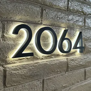 स्टेनलेस स्टील स्ट्रीट पता घर का नंबर सौर doorplate प्रकाश दरवाजा संख्या