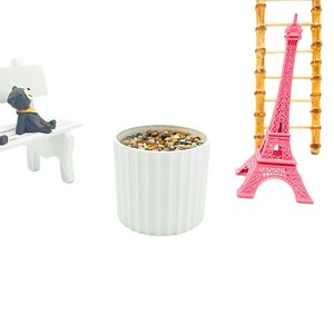Pot de fleurs à rayures verticales en forme de galet, 7,5 pouces, en mousse réutilisable, mini pot pour décoration de bureau - Product Image 5