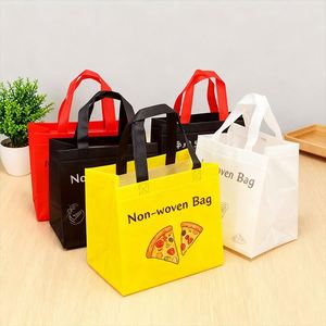 Sac non tissé imprimé pizza multicolore pour livraison de nourriture italienne, services de restauration, design tendance - Product Image 1
