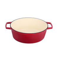 Articles ménagers brillants Casserole ovale rouge personnalisée Chauffe-aliments Cocotte isolée Casserole de cuisson avec couvercle en fonte enduite d'émail