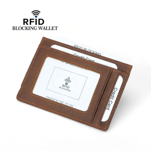 Portafoglio Porta Carte di Credito Vintage Personalizzato Sottile in Vera Pelle con <span class=keywords><strong>Clip</strong></span> Magnetica per Uomo - Product Image 3