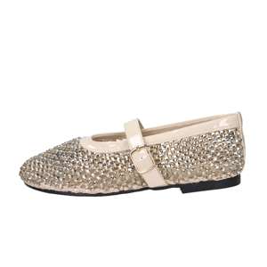 Laura Biagiotti Women's Ballerinas Beige 39 <b>Flat</b> Crystal Embellished Shoes - Product Image 1