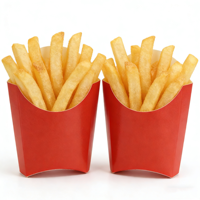 Boîtes à frites auto-élevantes en kraft biodégradable et écologiques, résistantes à la graisse, avec taille personnalisée, jetables pour usage en restaurant