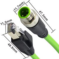 Cable de interconexión industrial M12 RJ45 para sistemas de automatización LAN, 4 pines, código D, macho, blindado, Cat6A SFTP 24AWG PVC RoHS