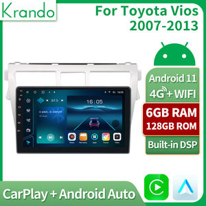 Autoradio 9 pouces Krando pour <span class=keywords><strong>Toyota</strong></span> Vios <span class=keywords><strong>2007</strong></span>-2013 Android Head Unit GPS Navigation Wireless CarPlay DSP 4G SIM Card Autoradio - Product Image 3