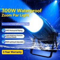 Projecteur LED RGBW étanche 300W avec zoom et lumière douce pour les projets d'éclairage de scène professionnelle et de théâtre en plein air