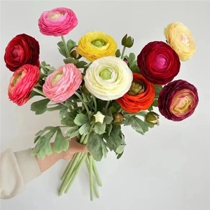 LUYI - Ranúnculos Artificiales de Lujo con Tacto Realista de 50 cm (19.5 Pulgadas), Tallos de Flores de Ranúnculo Blancas de Seda para Bodas - Product Image 1