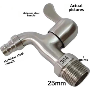 Robinet de machine à laver en acier inoxydable 304, à ouverture rapide 4 points 6 points, pour eau froide uniquement - Product Image 4