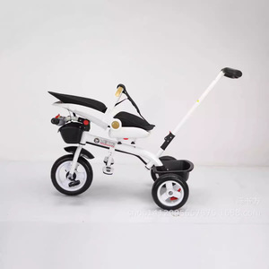 Children Tricycle With Sunshade Foaming Wheels White Four In One Baby Stroller For Kids - Product Image 4