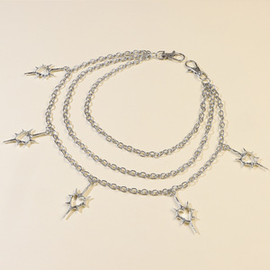 Cadena de cintura multicapa con colgante de corazón de espina, de aleación de zinc, estilo hip hop, cadena corporal de moda para uso diario - Product Image 4