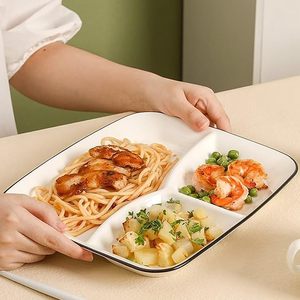 Assiettes carrées divisées modernes <span class=keywords><strong>pour</strong></span> enfants et adultes <span class=keywords><strong>Assiette</strong></span> <span class=keywords><strong>à</strong></span> 3 compartiments en porcelaine <span class=keywords><strong>pour</strong></span> dîner de <span class=keywords><strong>régime</strong></span> - Product Image 3