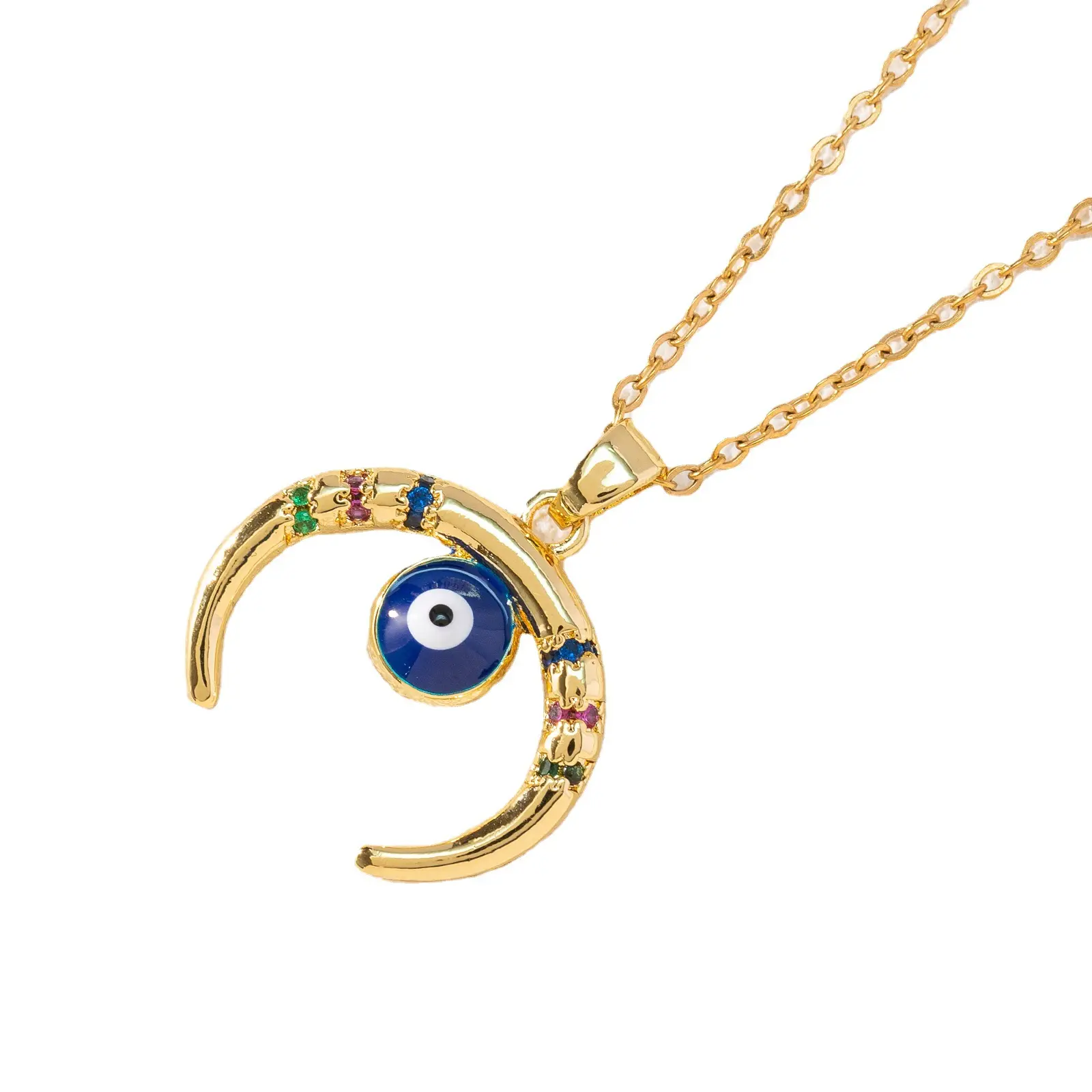 Collier pendentif collier yeux de lune goutte à goutte d'huile coloré de style ethnique populaire et Vintage