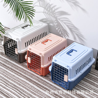 Portable en plastique solide pour animaux de compagnie Air Transport Case bouton sac à dos Cage pour animaux de compagnie pour chats chiens petits animaux de taille moyenne pour voyager