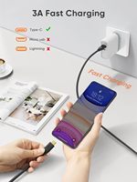 Kabel Data USB-C kepang 1FT, kabel Data USB 3.1/3.2 Gen2 10Gbps, pengisian cepat untuk Android/iPad/S21/iPhone 16/15 Pro Max