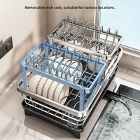 Égouttoir à vaisselle vertical en acier inoxydable le plus vendu avec support pour bols et assiettes, panier de séchage pour baguettes