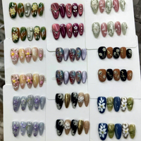 Faux ongles en acrylique 3D œil de chat faits à la main, forme amande, courts, réutilisables, vente en gros, aléatoires