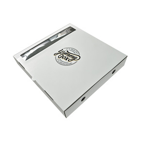 Desain buatan pabrik logo dapat digunakan kembali merah muda 6 7 8 9 10 inci kertas bergelombang kemasan makanan kerucut adonan Pizza-kotak dengan jendela - Product Image 3