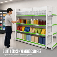 Étagère de supermarché double face, rayonnage de présentation pour magasin de proximité avec porte-étiquette vert