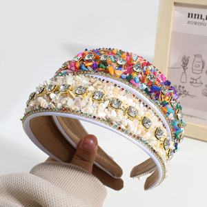 Nouvelle Arrivée de Luxe Élégant Bandeau en Strass Cendre Turquoise Décoration Cerceau à Cheveux Bandeau Coloré à Bord Large pour Femmes Filles - Product Image 4