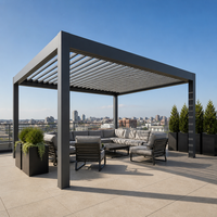 Pergola motorisée Jiake avec toit et gouttière en aluminium imperméables pour cour, patio, jardin, espace de vie, projets personnalisés