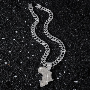 Collar con colgante <span class=keywords><strong>de</strong></span> <span class=keywords><strong>mapa</strong></span> <span class=keywords><strong>de</strong></span> África con incrustaciones <span class=keywords><strong>de</strong></span> diamantes <span class=keywords><strong>de</strong></span> imitación, chapado en oro <span class=keywords><strong>de</strong></span> aleación, cadena cubana, estilo Hip Hop, joyería con encanto <span class=keywords><strong>de</strong></span> herencia africana y estilo urbano - Product Image 4