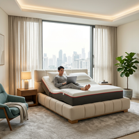 Cama Eléctrica Ajustable de Grado Hotelero para Apartamentos con Servicio, Motor Alemán OKIN, Ajuste de Cabeza y Pies, Silenciosa, 300 kg, Control Remoto