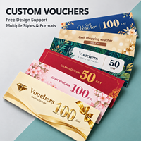 Carte-cadeau personnalisée en feuille d'or 100 CNY, coupon de réduction de luxe au design beige avec logo personnalisé gratuit et conditions d'utilisation