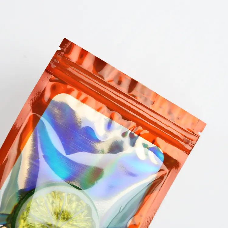 Custom mini ziplock bag small pouch reusable zip lock holographic packaging plastic bag