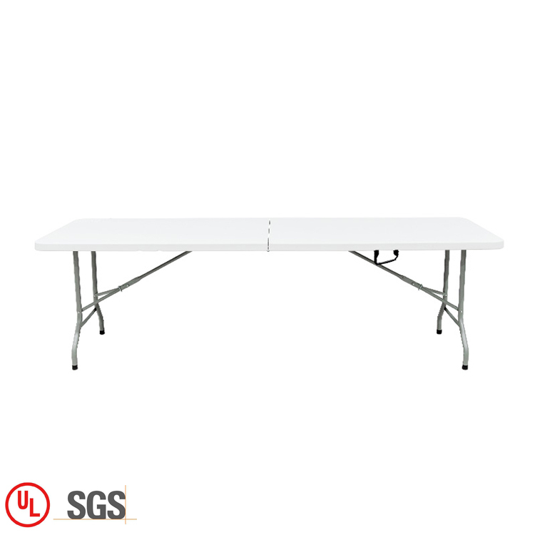 Al aire libre moderna 8FT veces-en-la mitad grande de plástico blanco Conferencia plegable mesa de banquete