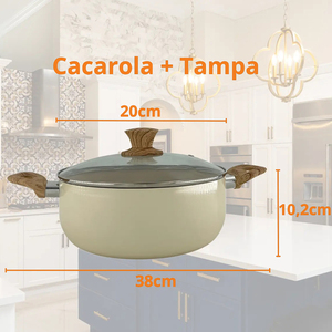 Non Stick 8-Piece Aluminum Cookware <b>Set</b> Ceramic Coated <b>Pot</b> Pan Kit Glass Lids Wooden Handles Dishwasher Safe for Gas Induction - Product Image 3