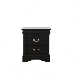 Comodino Moderno Nero a 2 Cassetti con Piano in Legno, Arredamento Tradizionale per Camera da Letto, Mobile Contenitore per la Casa - Product Image 1