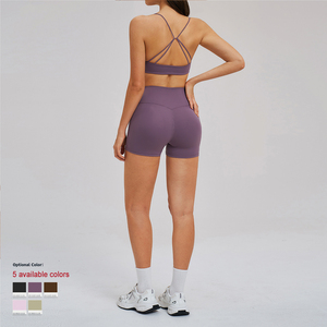 Soutien-gorge de sport brossé à col en V et fines bretelles pour femme – Idéal pour le fitness et la gym - Product Image 2