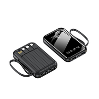 Power Bank portabel Mini 10000mAh, dengan lampu LED pengisian cepat & 4 in1 kabel bawaan Promosi stasiun daya OEM