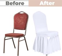 Housses de chaise extensibles avec jupe, lavables, universelles, pour salle à manger, hôtel, cérémonie, fête