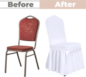 Fundas para Sillas <span class=keywords><strong>con</strong></span> Falda, Fundas Elásticas <span class=keywords><strong>con</strong></span> Falda, Protector de <span class=keywords><strong>Silla</strong></span> Universal Lavable para Comedor, Hotel, Ceremonia, Fiesta - Product Image 3
